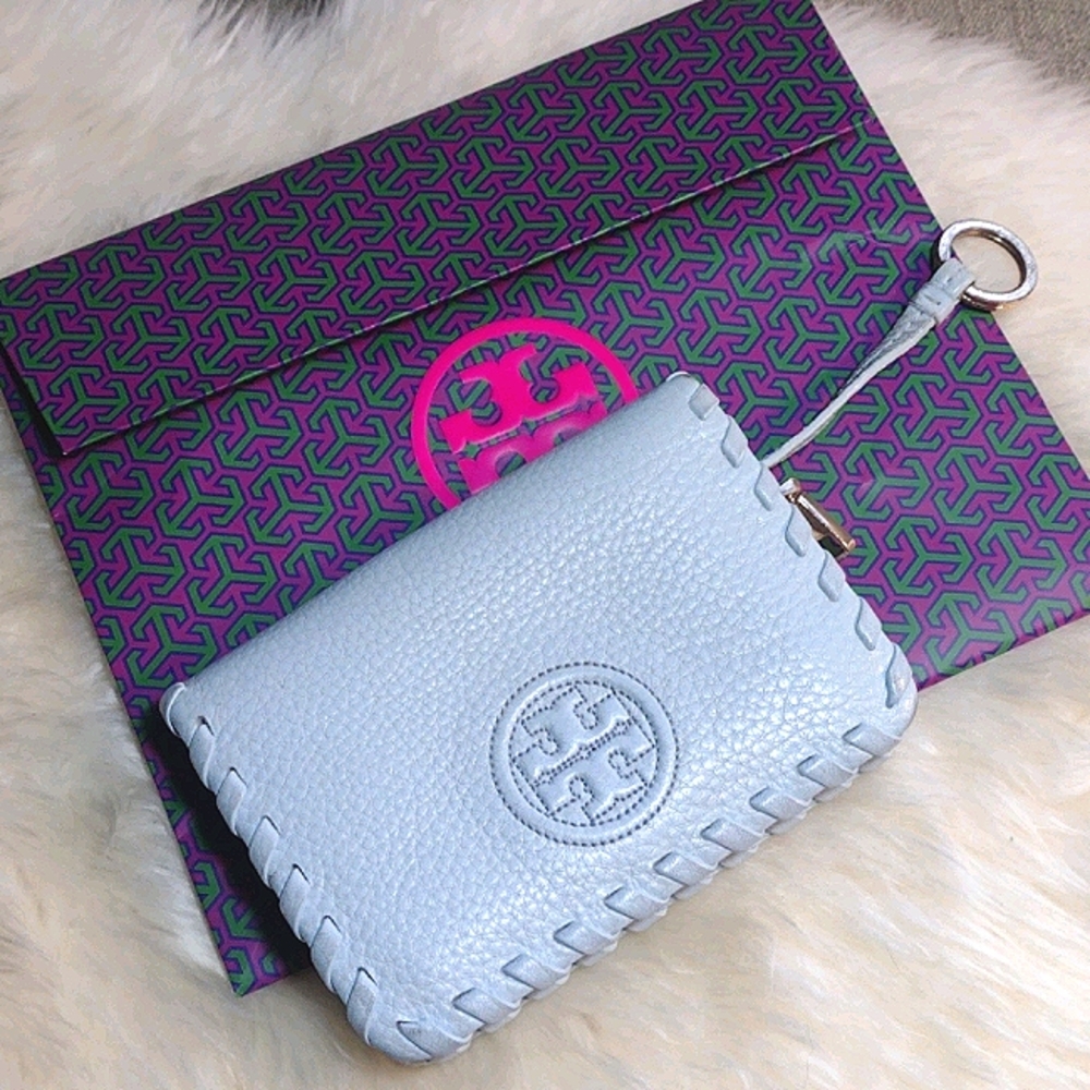 Tory Burch Marion whipstitch keychain coin wallet